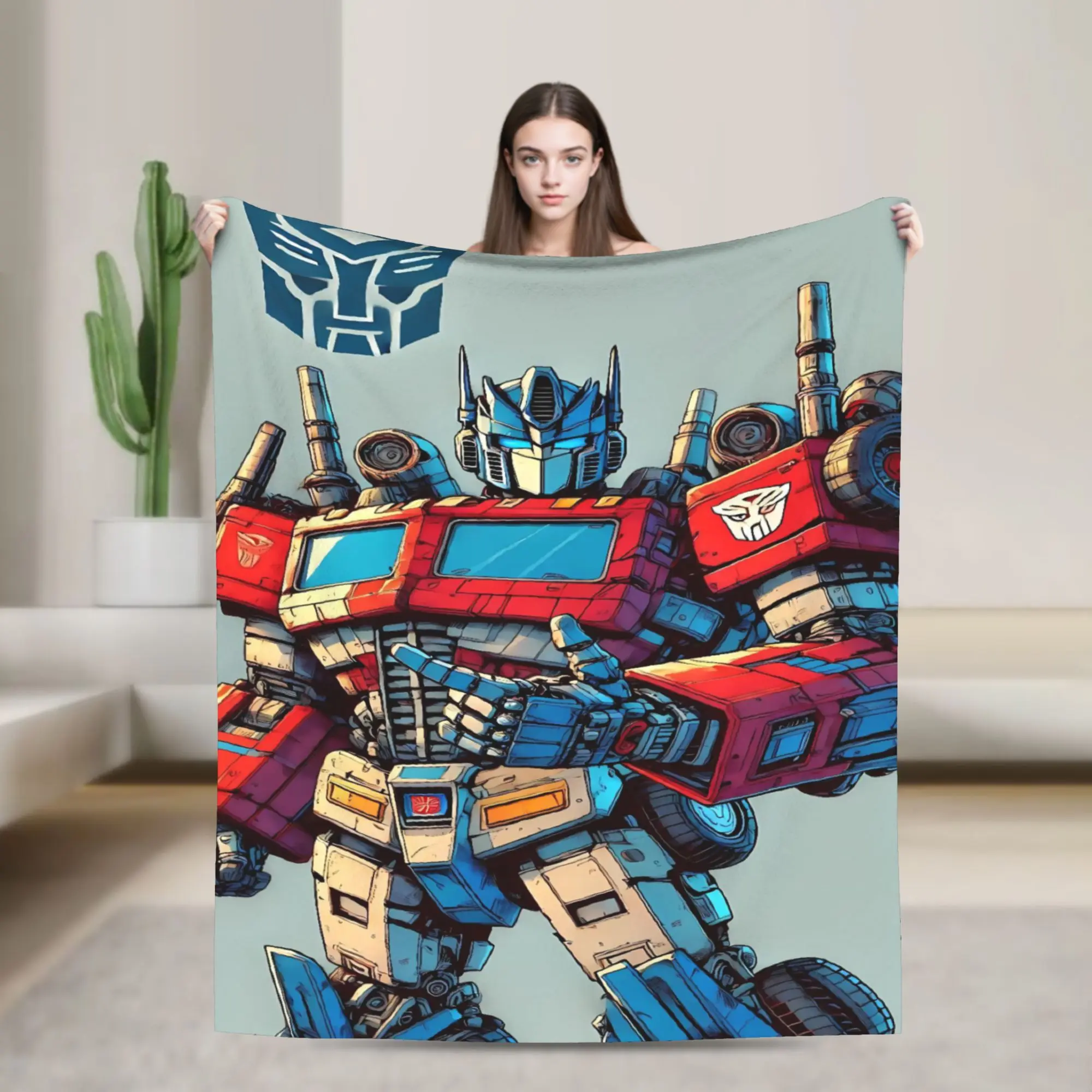 Super Soft Blanket Travel Transformered Cartoon Throw Blanket  Flannel Bedspread For Couch Chair Sofa Bed Funny Sofa Bed Cover