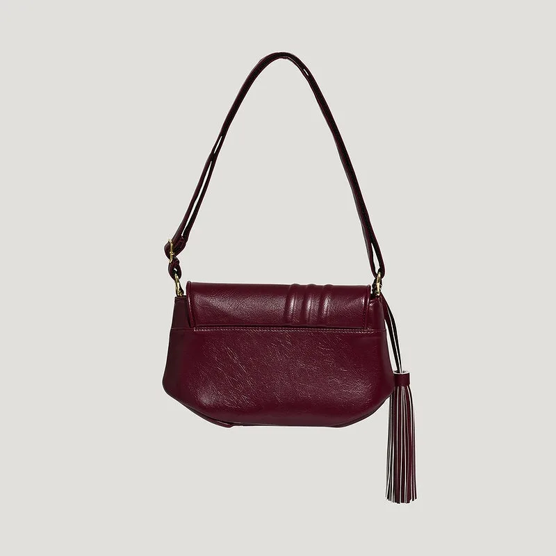 Adidas Clover Saddle Bag New Year's Dark Red Spring Women's Shoulder Crossbody Bag KW4726