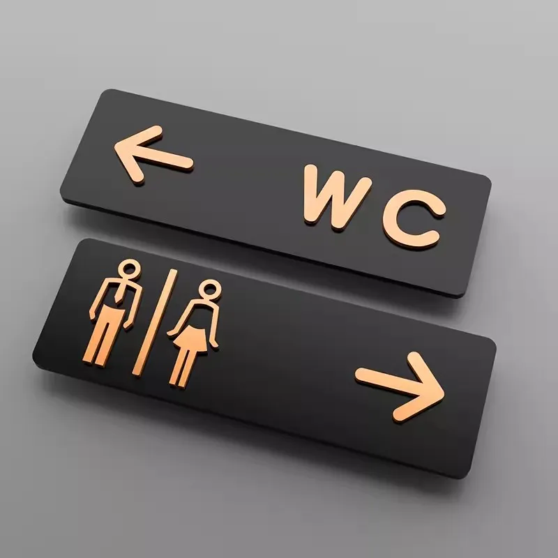 Toilet Signage Men and Women Bathroom Signs WC Public Toilet Guide Hotel To The Left and Right Acrylic Restroom Prompt Sign