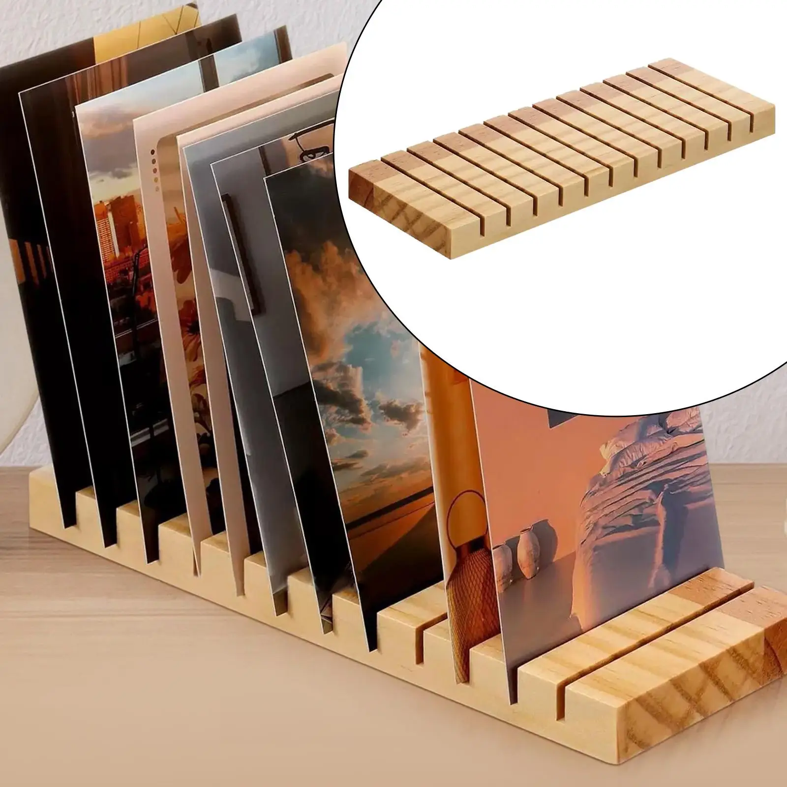 Vinyl Record Holder Greeting Card Display Stand Wood Lightweight Home Decor Versatile Desk Music Album Display Rack for Home