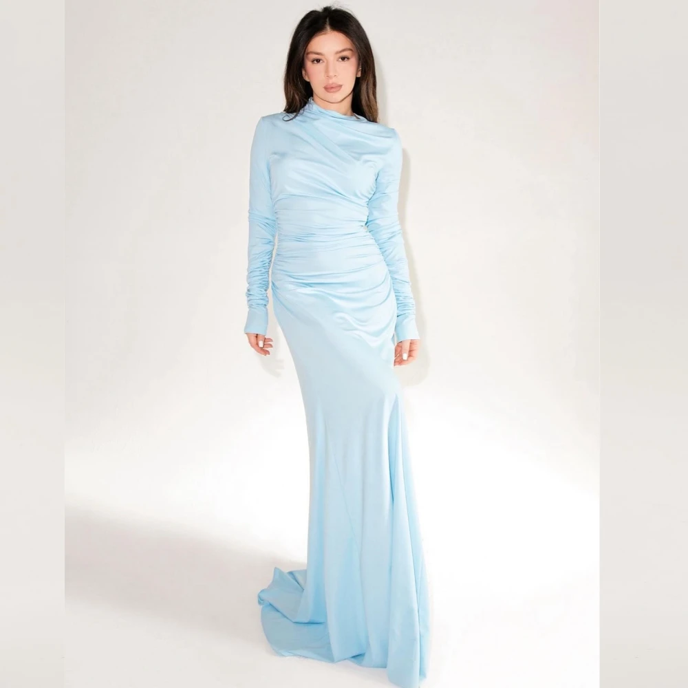 CustomizedJiayigong  Jersey Pleat Valentine's Day Trumpet High Collar Bespoke Occasion Gown Long Dresses Saudi Arabia