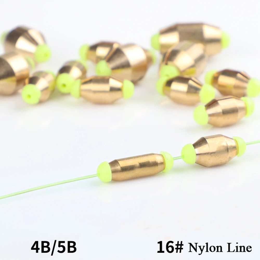 10pcs/box 0.5#-3.0# Copper Fishing Sinkers Weights 11.2g,5.6g,3.5g Not Damage Line Quick Entry Into Water Tackle Accessories