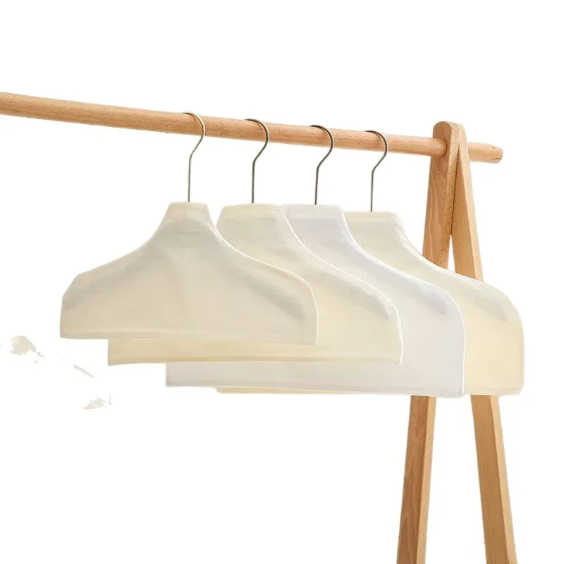 

Cotton Linen Wooden Hanger Cover Anti Slip Traceless Hanger Cloth Sleeve Custom Logo For Sweater Cashmere Clothing Store