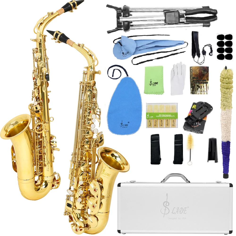 

SLADE Professional Alto E-tuned Saxophone High End High-Quality White Copper E-Flat Eb Alto Sax Beginner's set with Accessories