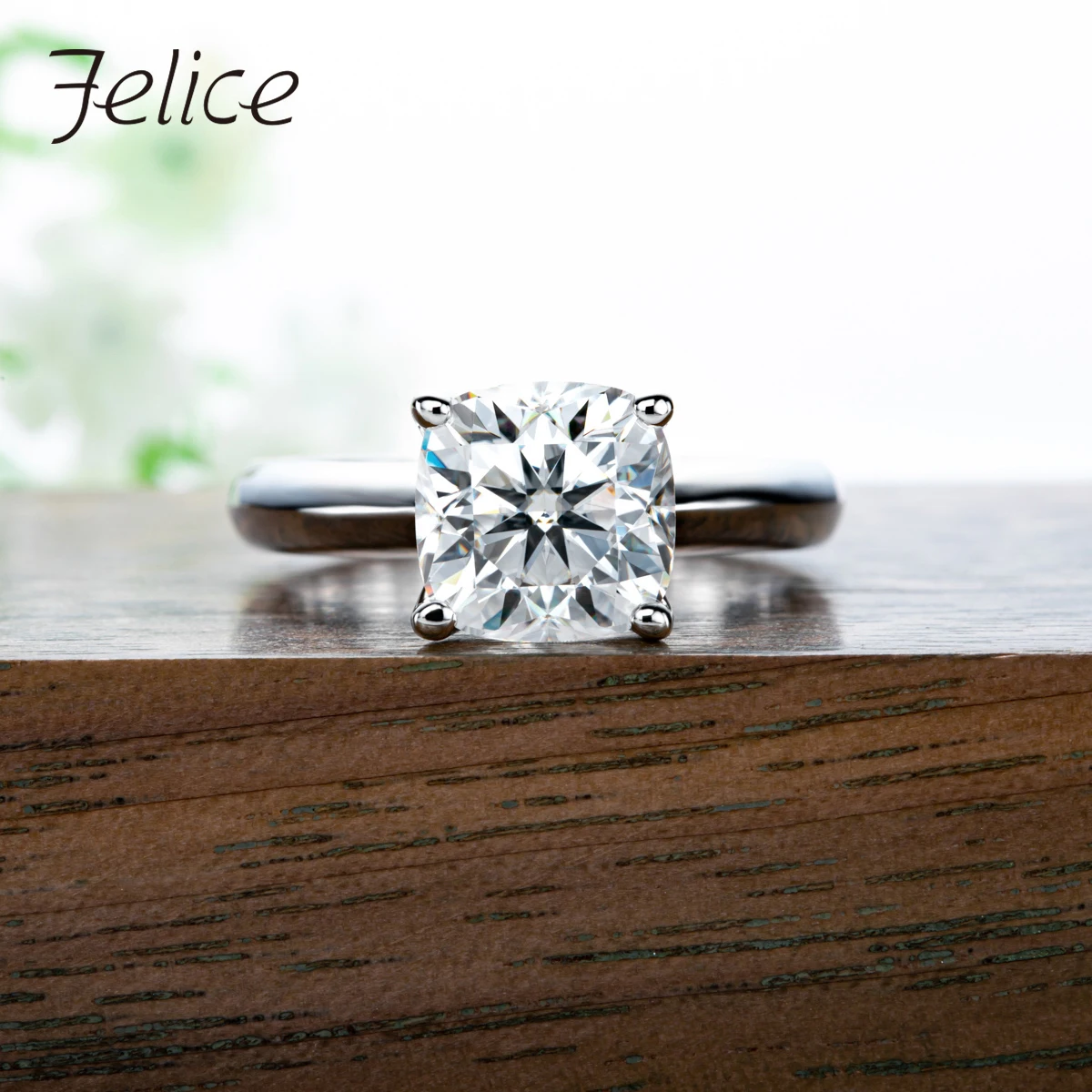 

Felice 3.5ct D Color Cushion Cut Moissanite Engagement Ring 925 Sterling Silver Gold Plated Lab Created Diamond Promise ring