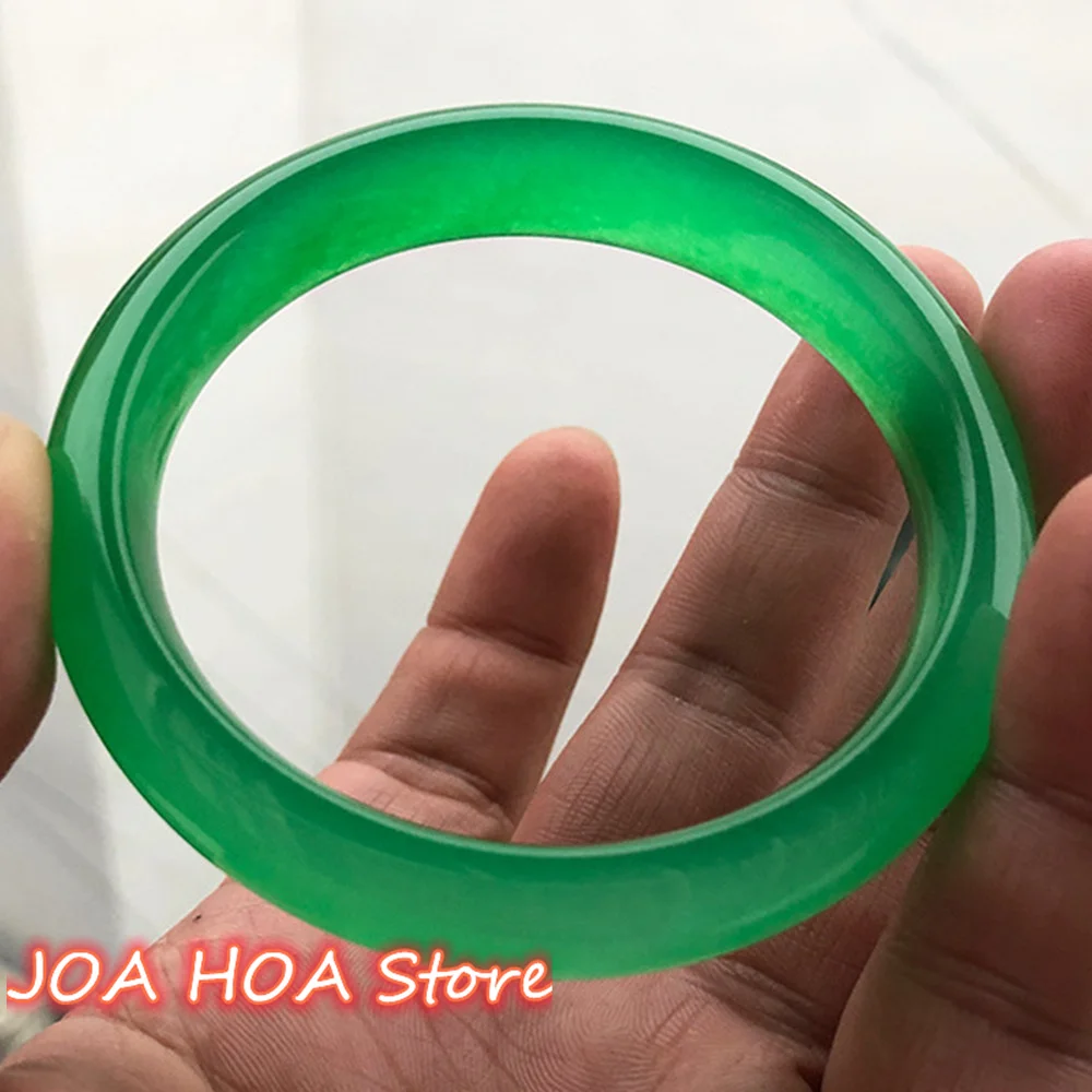 

Ice through Bashan Jadeite Bracelet Natural Jade Bangle Full Green Emerald Color Full-Green Hewelry Handring Fine Jewelr