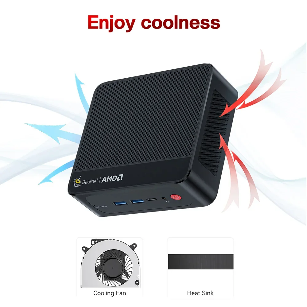 Beelink Ryzen7 AMD 5800H SER5 Max Mini PC DDR4 16GB RAM 500GB NVME SSD 5850U 1T support WiFi6 4K Triple Screen Desktop Computer