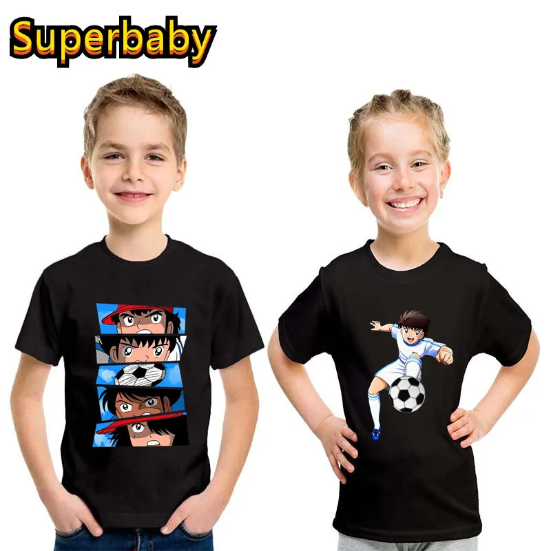 Camiseta infantil com estampa de anime, camiseta de algodão para meninos e meninas, verão, algodão, camiseta infantil, capitão tsubasa, le petit footballer, imperdível