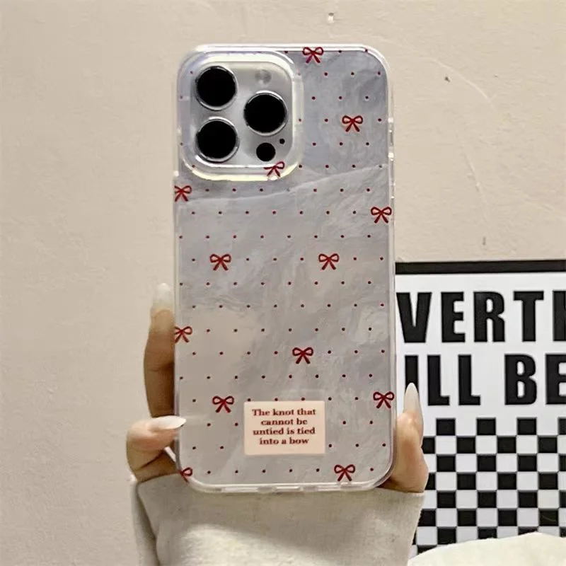 Red Polka Dot Butterfly Phone Case For iPhone 15 16 16e 12 11 14 Pro Max 13 X XR XS 78 Plus SE 2020 2022 Vortex Pattern Cover