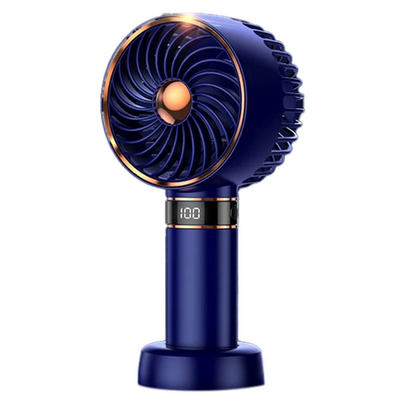 

1 PCS Air Conditioner Fan Handheld Mini Fan USB Hand Hold Small Pocket Fan Blue With Data Disply Table Stand Home Portable Fan