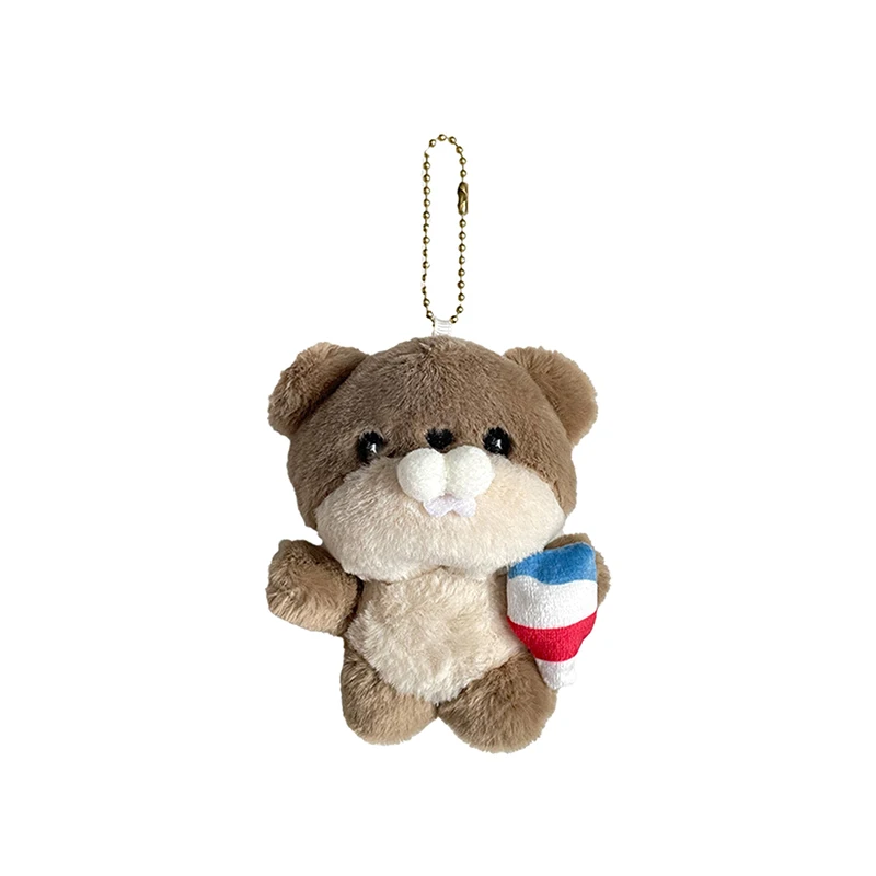 Cute Otters Plush Pendant Keychain, Chaveiros de mochila elegante, Carteira chave linda bolsa escolar, Segurando peixe