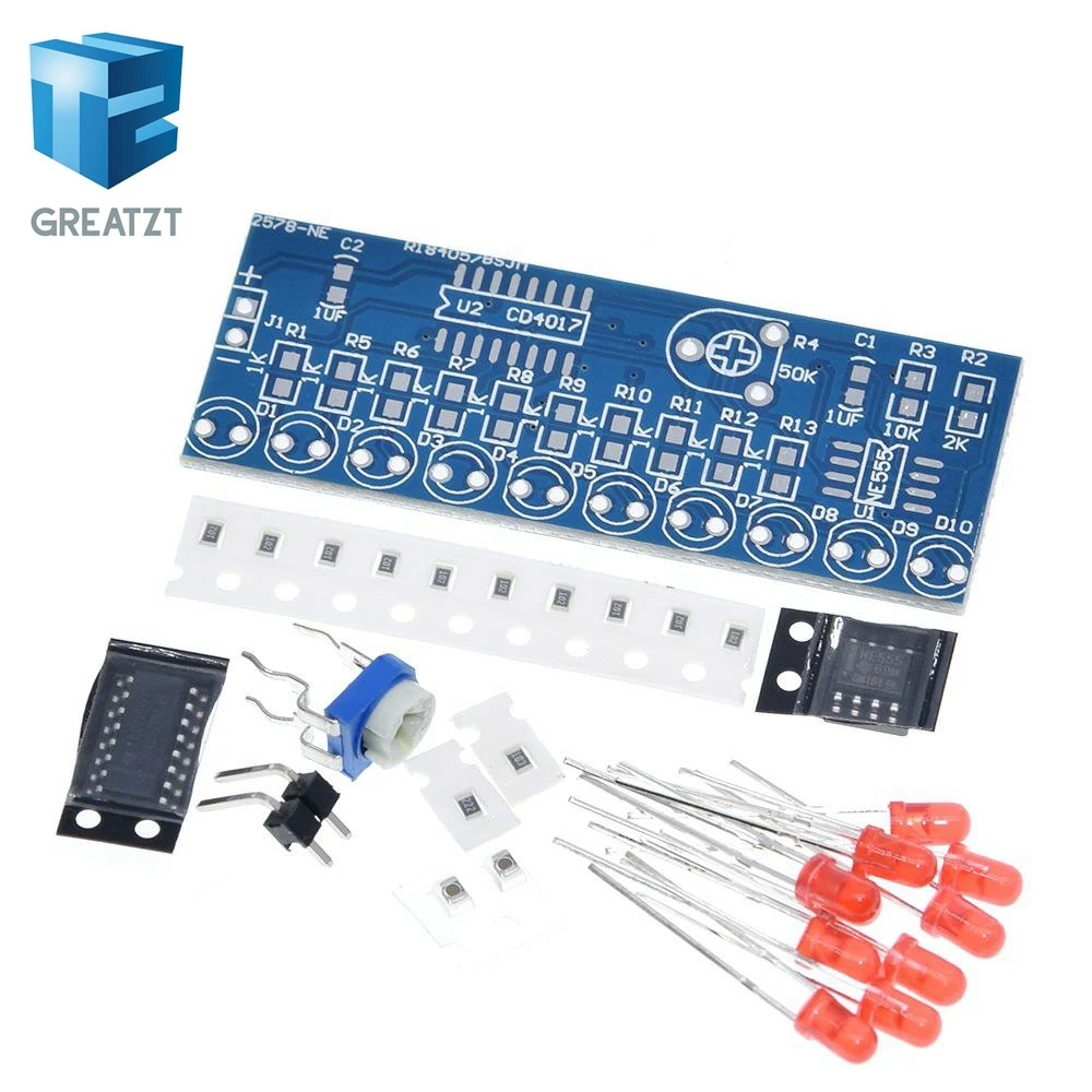 GREATZT NE555+CD4017 Running LED Flow LED Light Electronic Production Suite DIY Kit