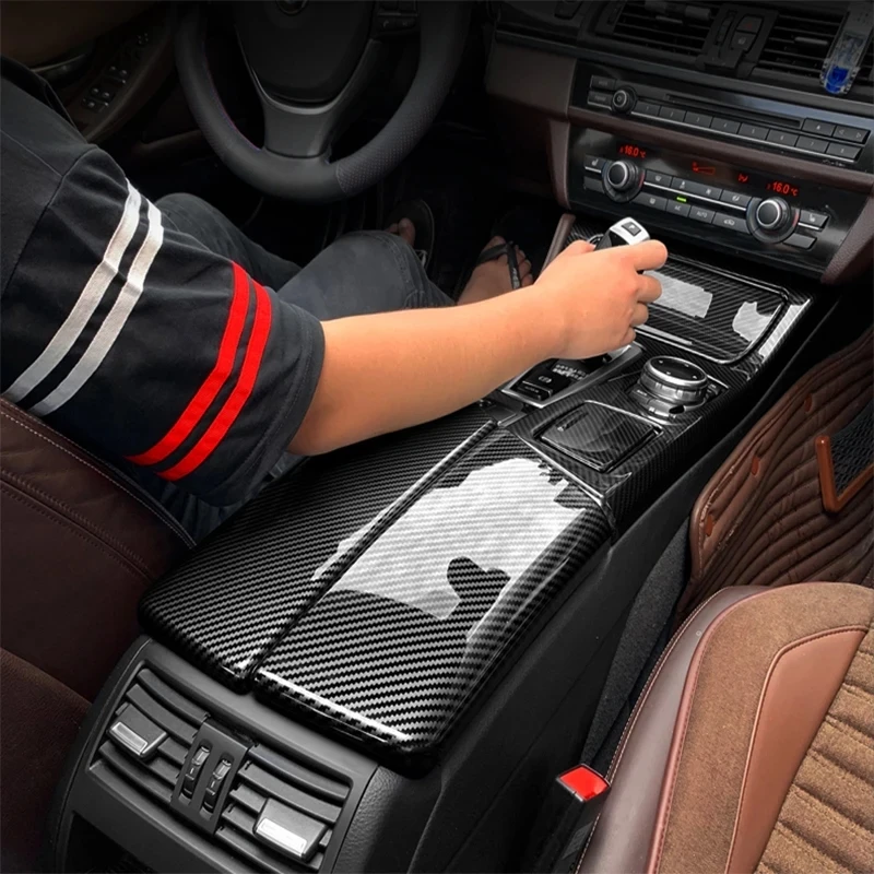 

For BMW 5 Series E60 F10 G30 G32 Car styling ABS Carbon fiber Car styling Protective Cover Center Console Lid Armrest Box Trim