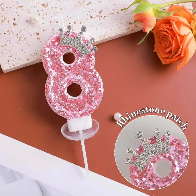 Birthday Candle 1 Years Pink Crown Original Birthday Candles Flameless Birthday Candles for Celebratory Cakes