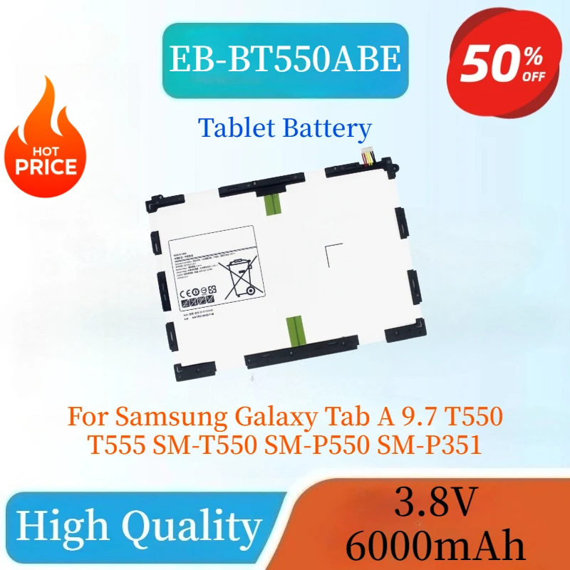 

Высококачественный новый сменный аккумулятор EB-BT550ABE 3,8 В 6000 мАч для Samsung Galaxy Tab A 9,7 T550 T555 SM-T550 SM-P550 SM-P351