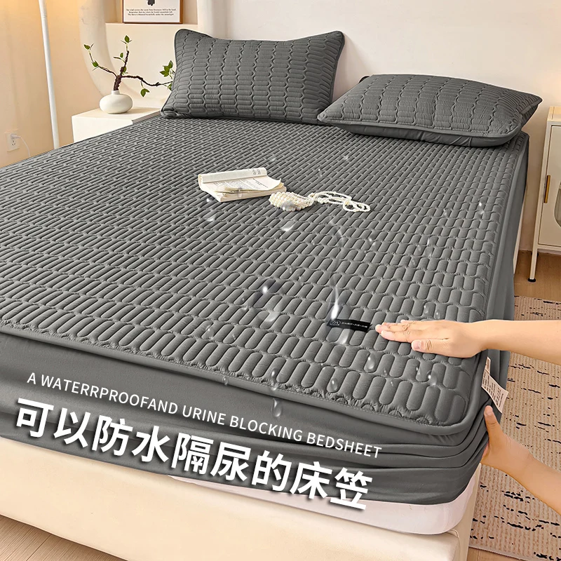 1pcs All Cotton Waterproof Bed Sheet Solid Color Mattress Protective Cover Antibacterial Pure Cotton Dustproof Bedroom Bed Sheet