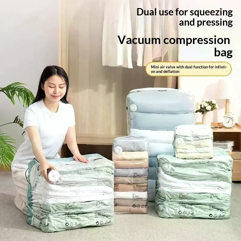 No Pump Design Vacuum Compression Storage Bags Extra Large For Clothes Blankets Bedding Bedroom Storage