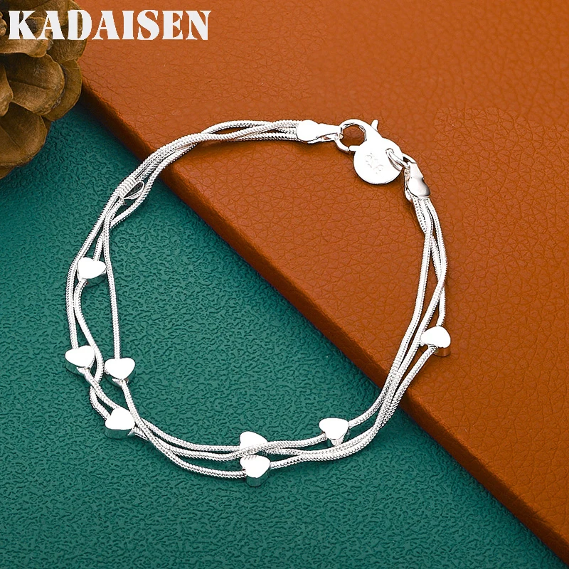 925 Sterling Silver Three Snake Chain Love Bracelet For Woman Wedding Party Fashion Charm Jewelry