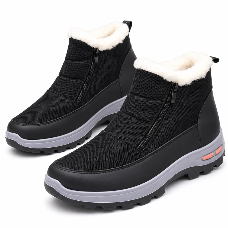 Winter Men’s Cotton Boots Thick Flannel Lined  Shoes Anti-Slip Warm Breathable Round Toe Casual Dad Shoes for Men and Women