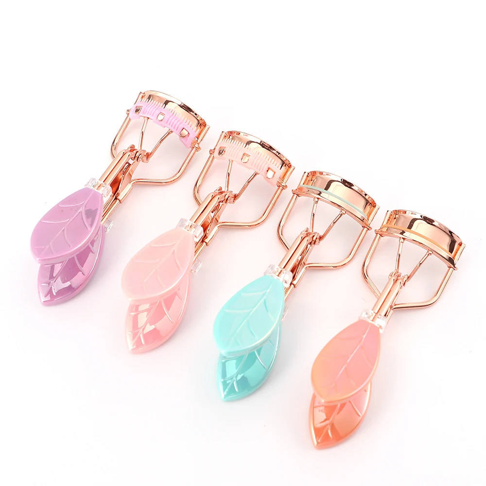 Modelador de cílios de aço inoxidável com almofada de silicone macio portátil folhas lidar com clipe de cílios postiços dourados ferramentas de maquiagem fixa