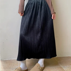 المرأة طويلة مطوي المخملية تنورة مظلة تنورة كبيرة الحجم الكمثرى شكل كلمة رقيقة جديدة حقيقية بالإضافة إلى حجم الدهون مم أفضل 10 تنورة مبيعات للنساء السمينات - No9