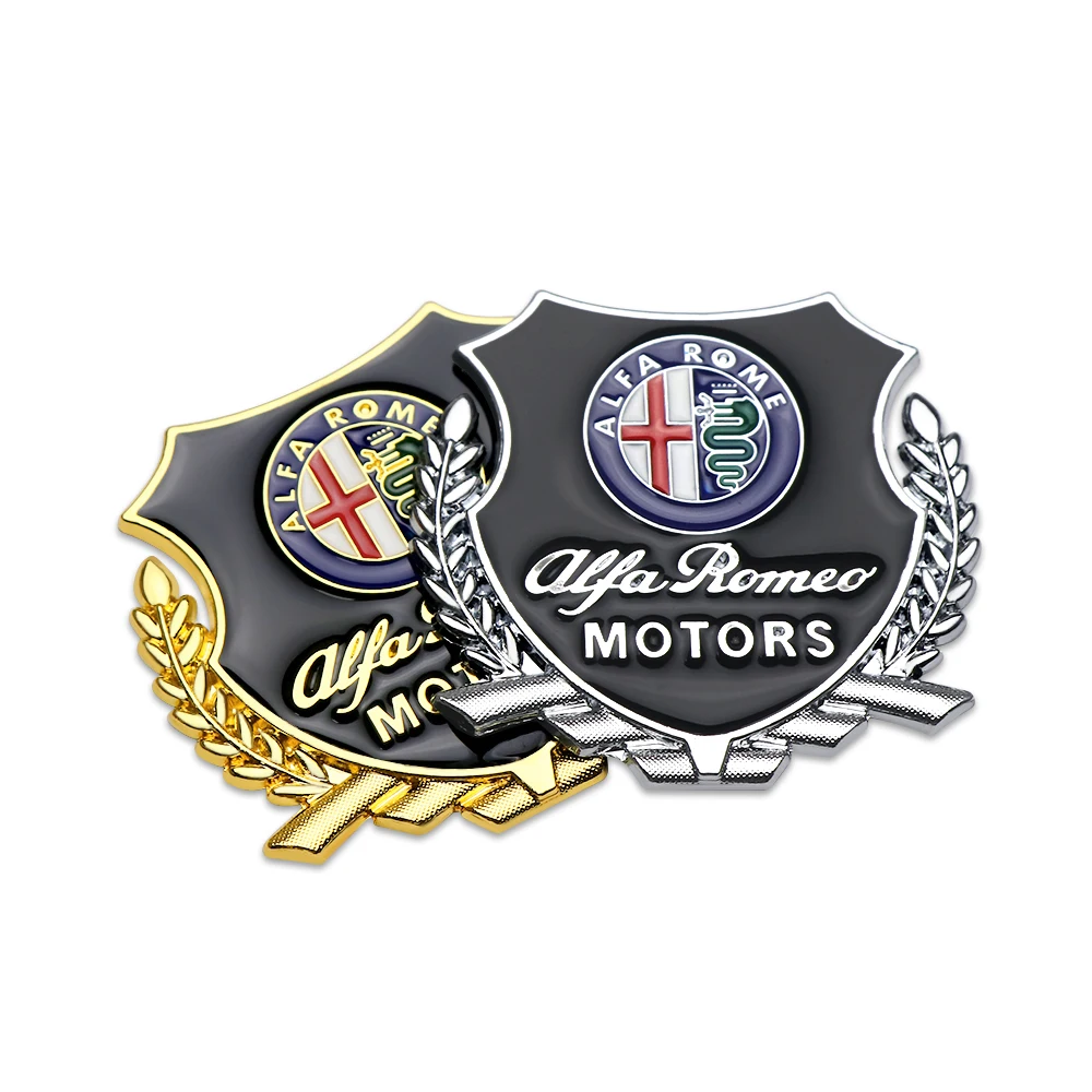 Per Alfa Romeo 159 156 147 Sportiva 166 2PCS Oro/Argento Auto 3D In Metallo Emblema modellazione Corpo Finestra Decor Adesivo Accessori Auto