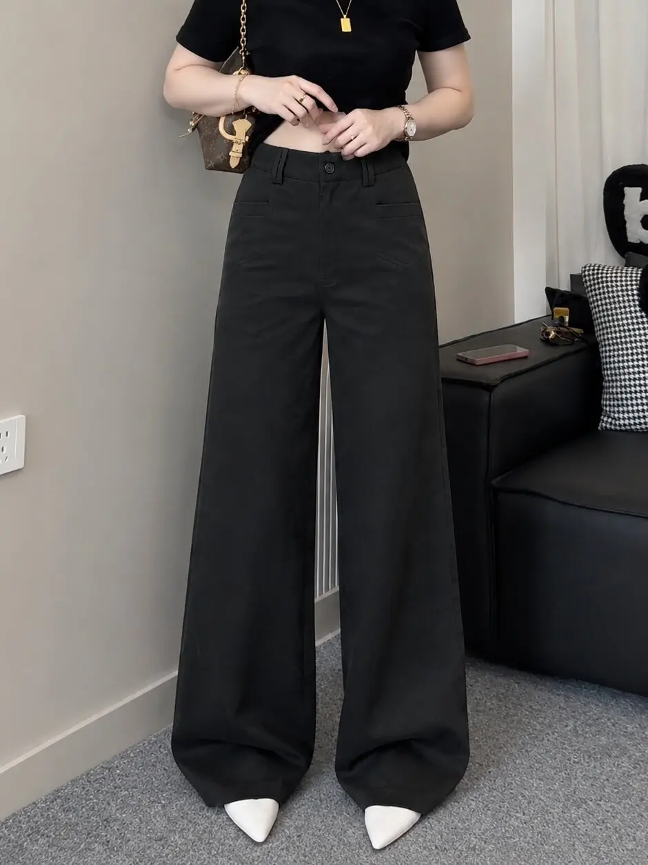 High Waist Floor-Length Pants Women's Spring Autumn 2026 New plus Size Commute Versatile Slimming Wide Leg Drape Casual Suit ...