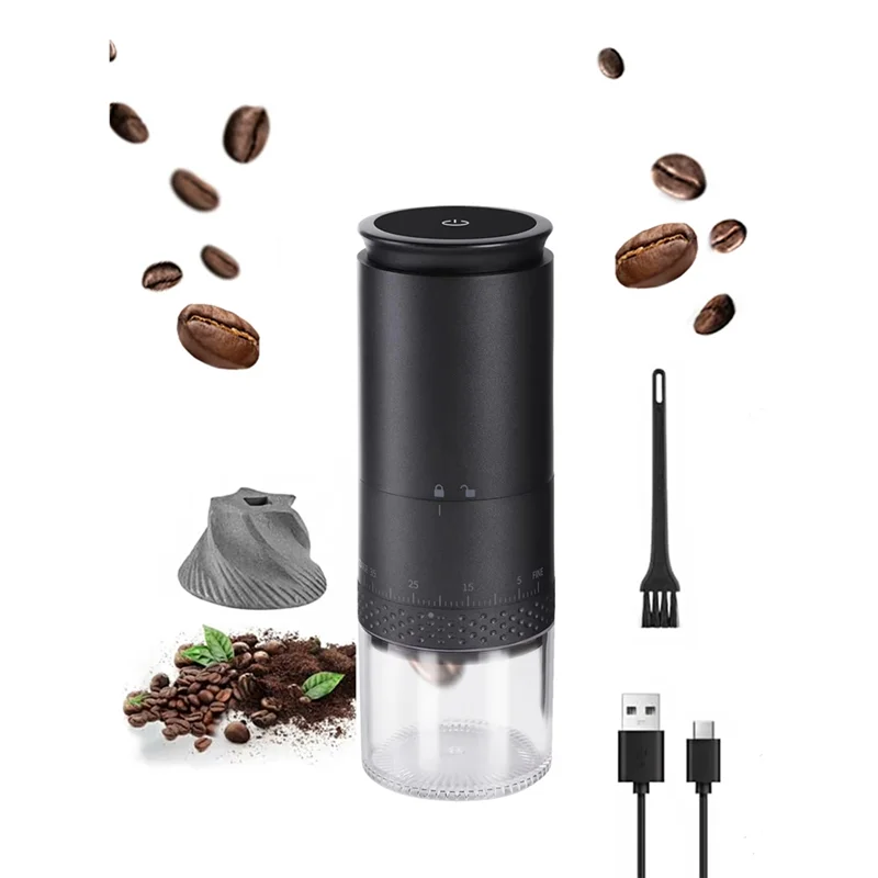 

B64B-Electric Coffee Grinder 1500Mah,Adjustable Burr Grind Settings,Portable Coffee Bean Machine For Home And Travel