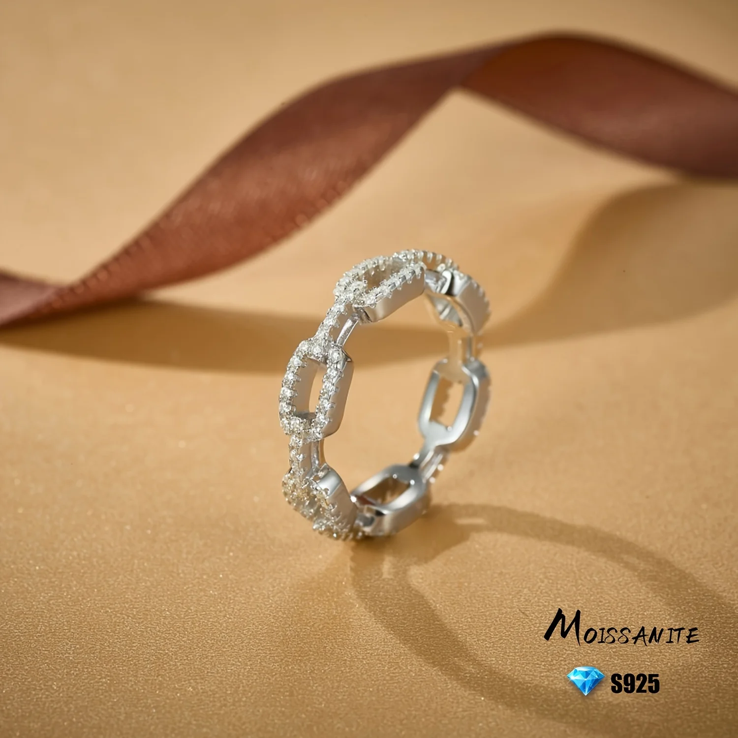 

Кольца из стерлингового серебра 925 пробы, кольцо-цепочка с бриллиантами, кольца с муассанитом, модные украшения