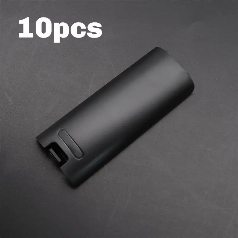 A34T Battery Cover Replacement Pack 10PCS for Wii Remote Controller, Back Door for Right Hand Controllers, Black