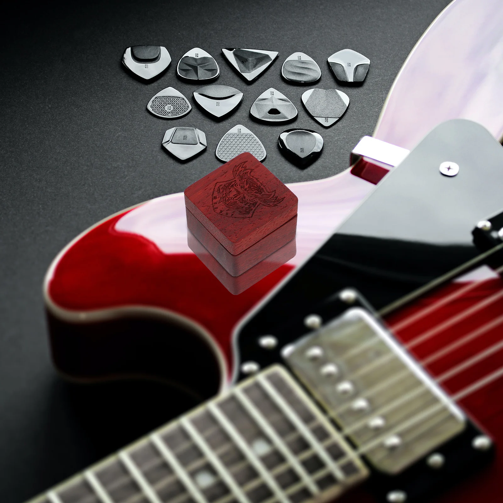 صندوق تخزين اختيار الجيتار، حافظة تنظيم خشبية لجميع أدوات السلسلة يحمل اللقطات بأمانًا وسهلة العثور على السفر المثالي #1