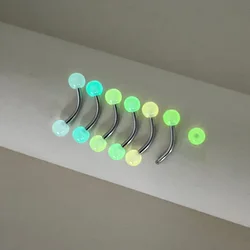 6pcs Luminous Eyebrow Ring Curved Barbell Lip Belly Button Rings Piercing Snug Daith Cartilage Stud Earring Tragus Body Jewelry