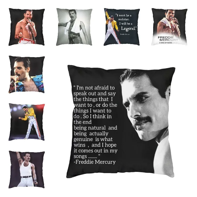 Freddie Mercury Quotes Cushion Cover Rockstar Rock Singer Throw Pillow Case for Living Room Custom Pillowcase Home Decor