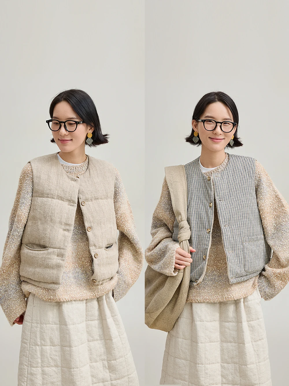 

Double-Sided Wearable 35-Piece Down-Feather Vest by Malin Artistic round Ne Warmth-Bound Cotton-Lined ex ort-Sle