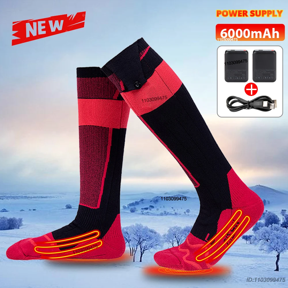 New Heated Socks for Men Women Rechargeable 6000mah Battery Electric Socks Winter Foot Warmer Outdoor Skiing Hunting Fishing