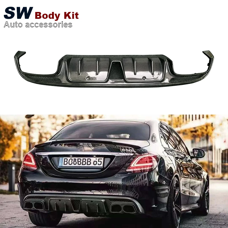 

Carbon Fiber B-RABUS Style Rear Bumper Lip For Mercedes-Benz C-Class W205 C63 Rear Bumper Diffuser Side Splitters Spoiler Lip