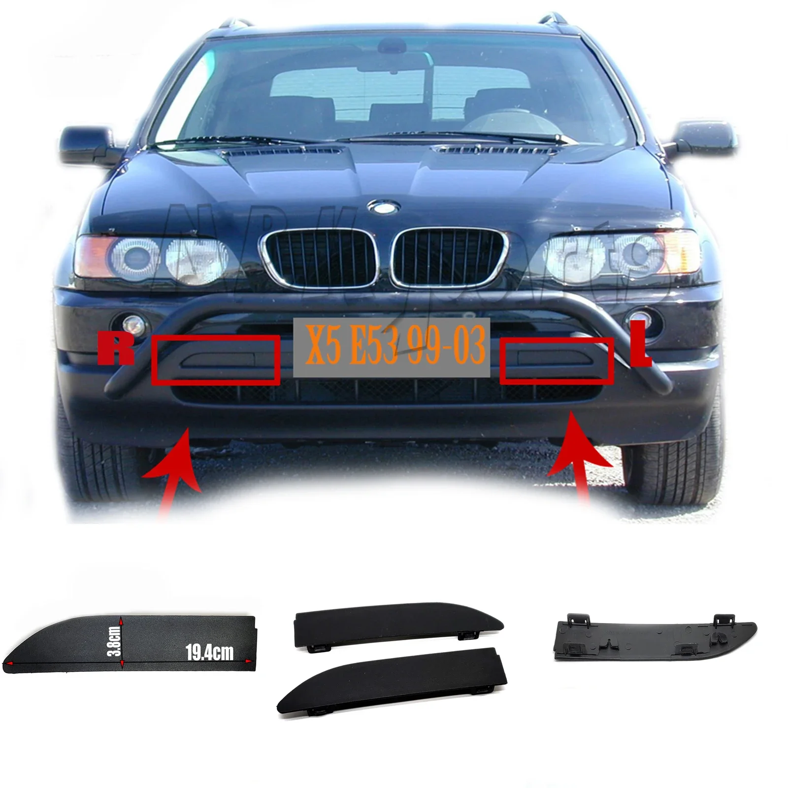 Fit 00-03 BMW X5 E53 3.0d 3.0i 4.4i 4.6is 4.8is SAV Front Tow Cover 51118250413 Left Right