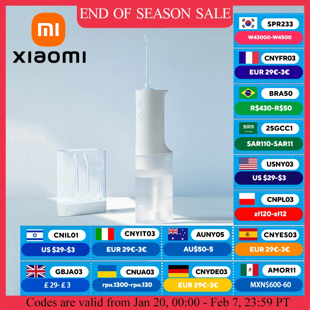 XIAOMI MIJIA Portable Oral Irrigator Dental For Irrigator Teeth Water Flosser  Oral Cleaner water thread For Teeth