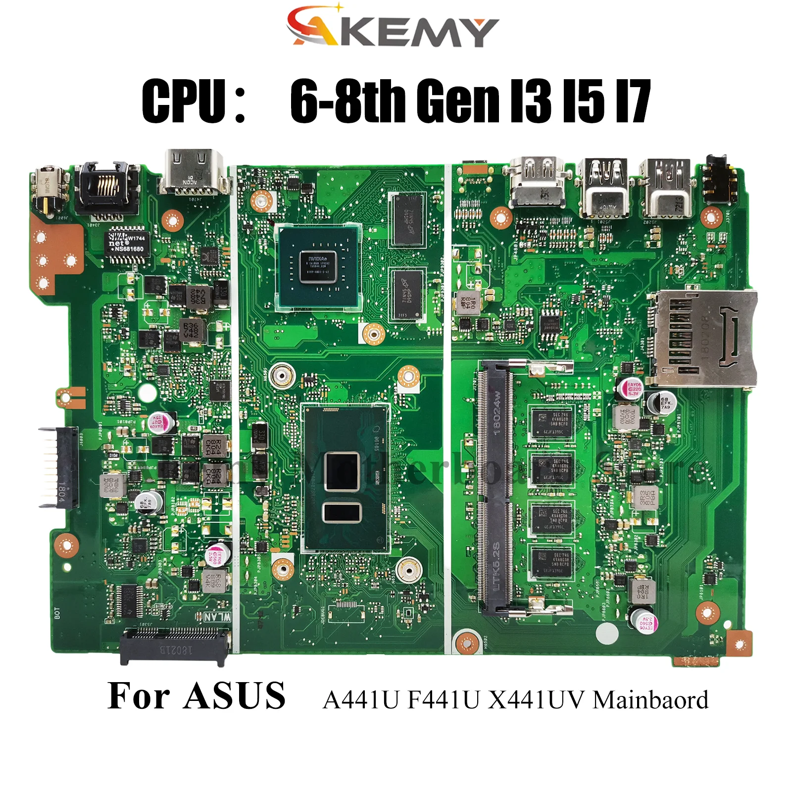 

X441UV Laptop Motherboard For ASUS F441U X441UAR X441UB X441URK X441UAK X441UVK X441UBR A441U X441U Mainboard With I3 I5 I7 CPU
