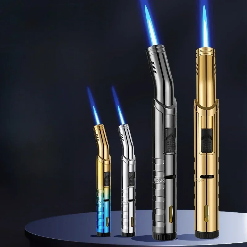 Windproof Butane Gas Lighter Turbo Torch Blue Strong Flame Jet Metal Lighter Cigar Kitchen BBQ Welding Jewelry Tools 2024