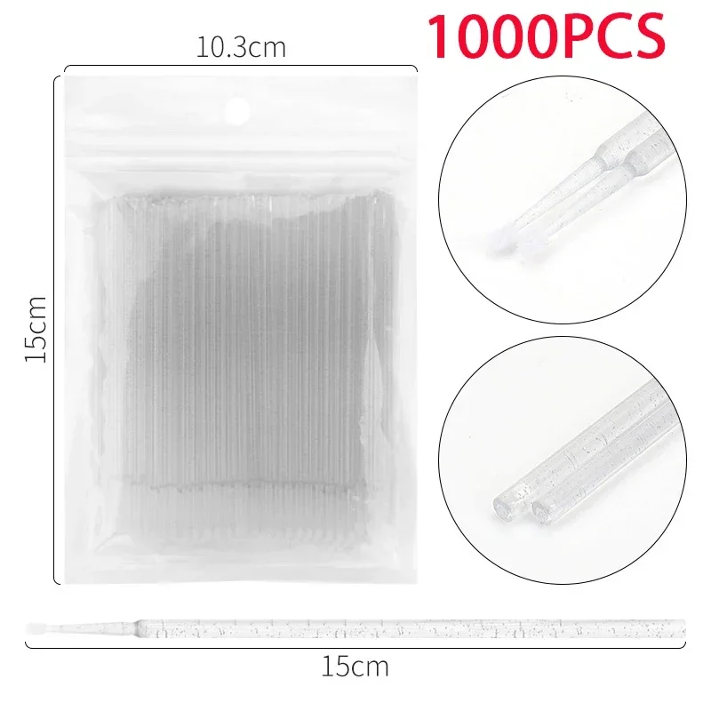 500/1000PCS Wimperborstels Wattenstaafje Micro Individuele Wimpers Microbrush Verwijderen Schoonmaken Lash Extensions Meubi