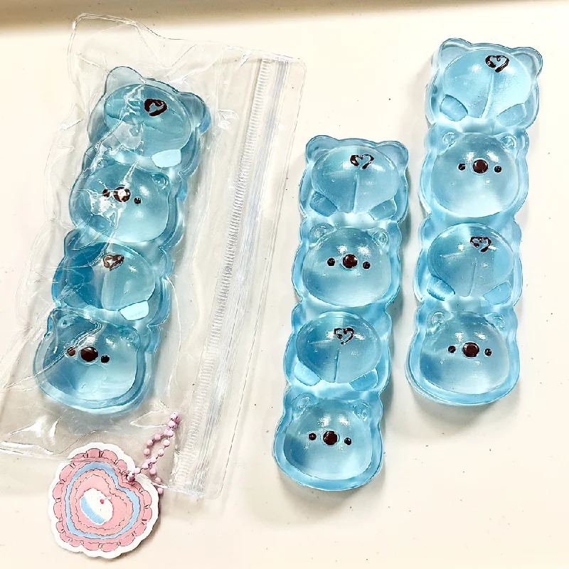 Creative Novelty Kawaii Pig Bear Head Quadruple Huluo Skewers Kneaded Cream Puree Feeling Fidgets Toys Squishy Kids Toys Gift