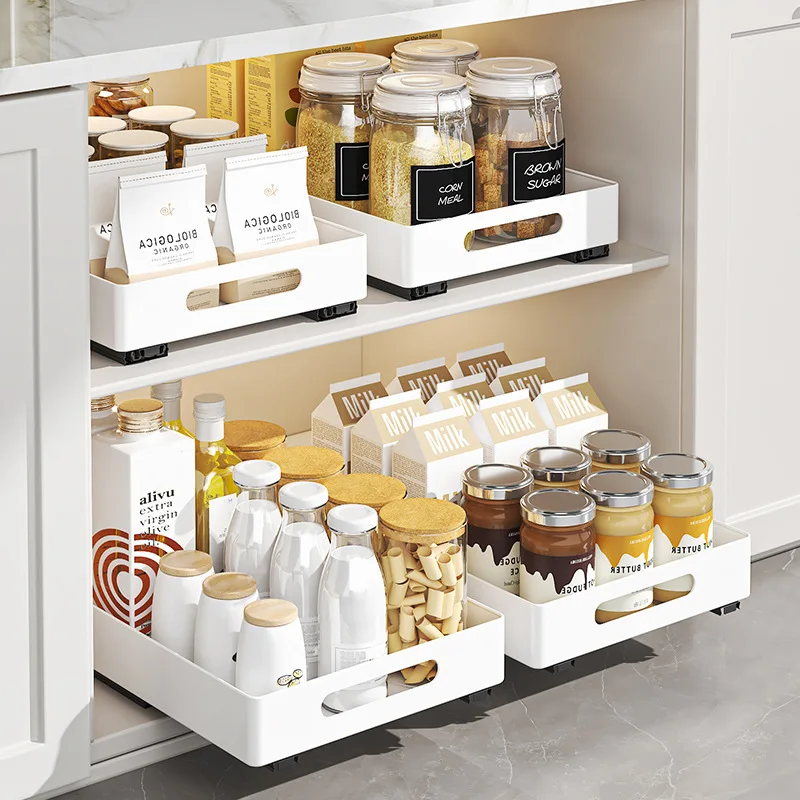 Cabinet Pull-Out Storage Rack Slide-Out Under-Sink Drawer Kitchen Accessories Organizer for Space-Saving Storage Rack