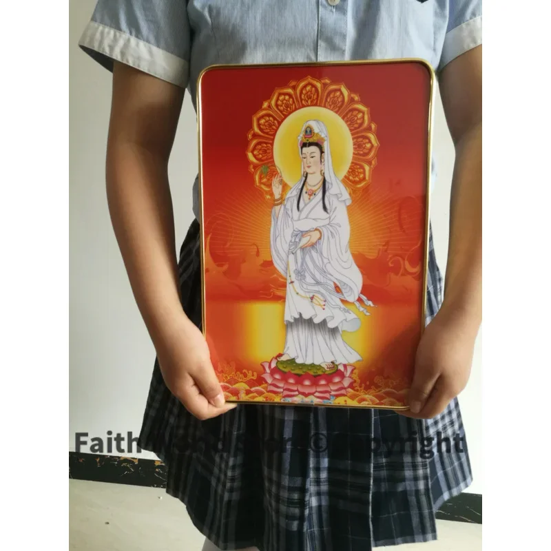 Spiritual worship Bless family safe good luck health HOME Effective Blessing Guanyin Avalokitesvara buddha crystal Picture frame