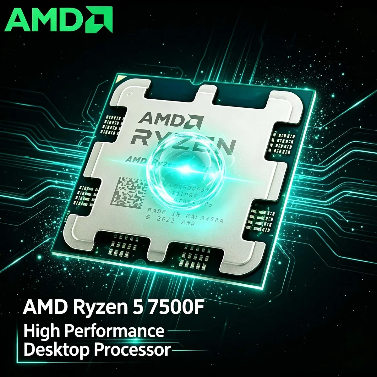 Processeur AMD Ryzen 5 7500F R5 3,7 GHz 6 cœurs 12 threads 5 nm L3=32 Mo Socket AM5 pour PC – Nouveau Tray sans ventilateur