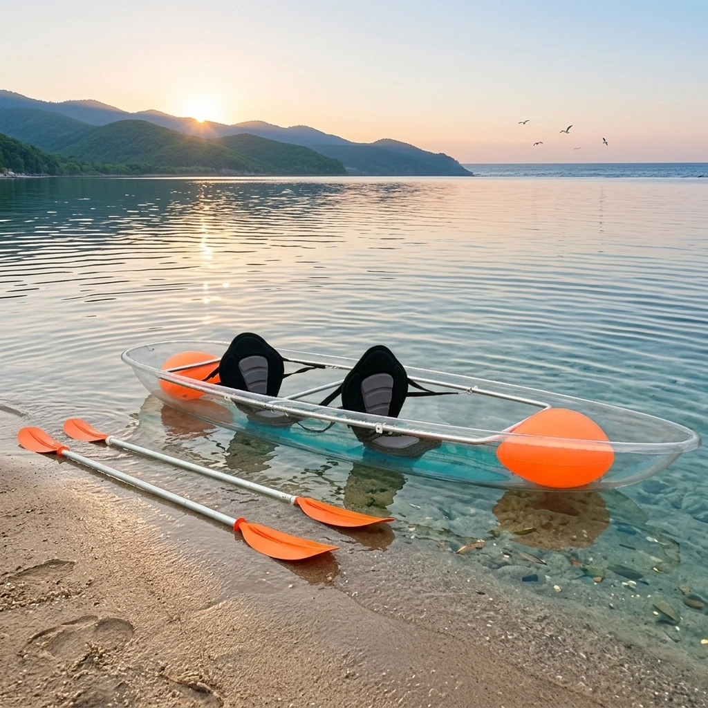 PC Clear Bottom Kayak Canoe Transparent Glass Hot Selling Crystal Kayaks For Amusement