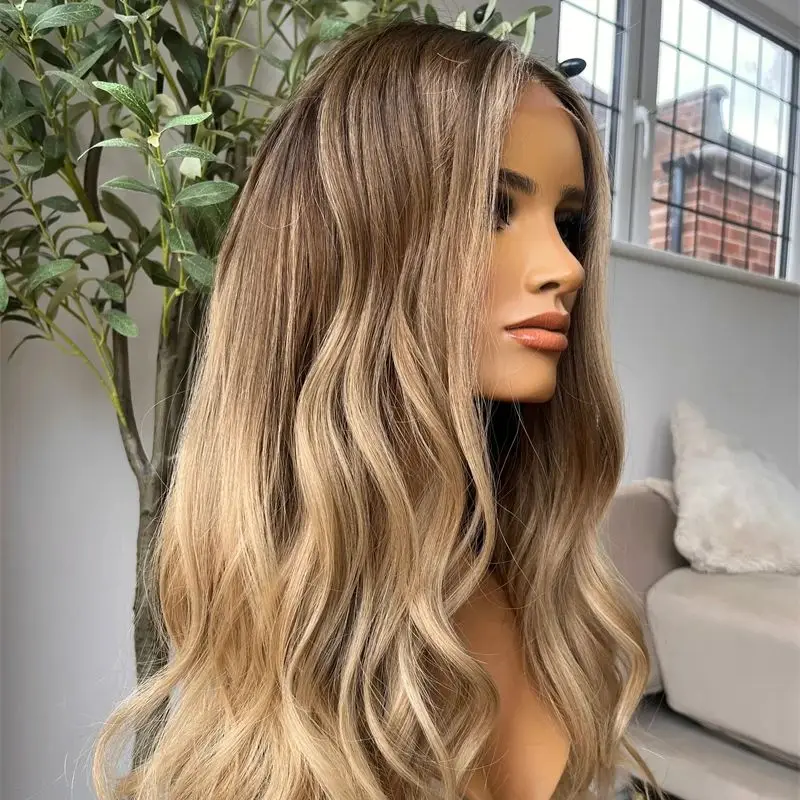 

Ombre Blonde Brown HD Lace Front Wig Synthetic Heat Resistant Lace Front Wig Customised Women Wig Glueless Heat Resistant Fiber