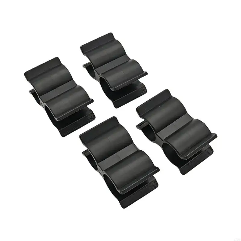 M76E Marine Tube Mounting Clip Set Black Nylon Double Pipe Clamp for 7/8 to 1inch Diameter Tube Boat Hardware and Line Use