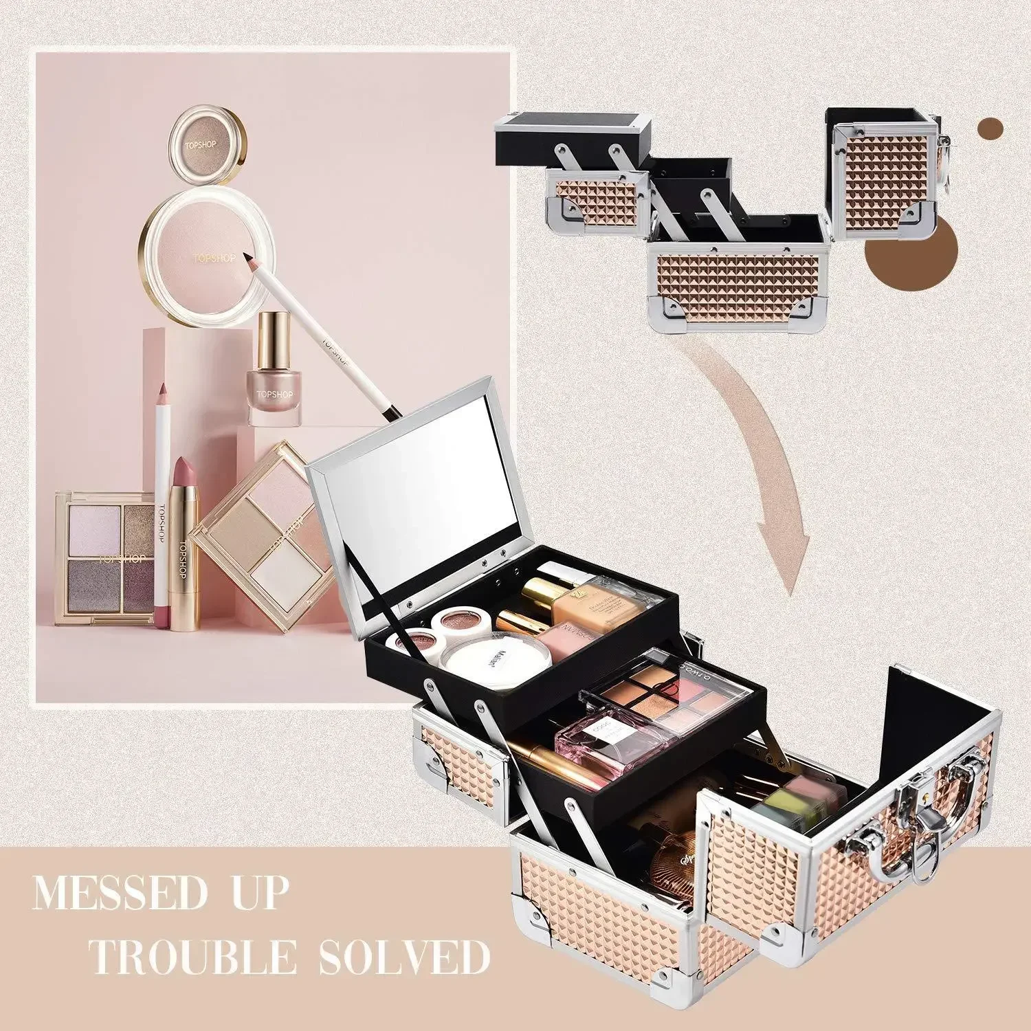 Outdoor portable multifunctional makeup box waterproof lED Mirror cosmetics storage bag travel camping makeup storage box bag