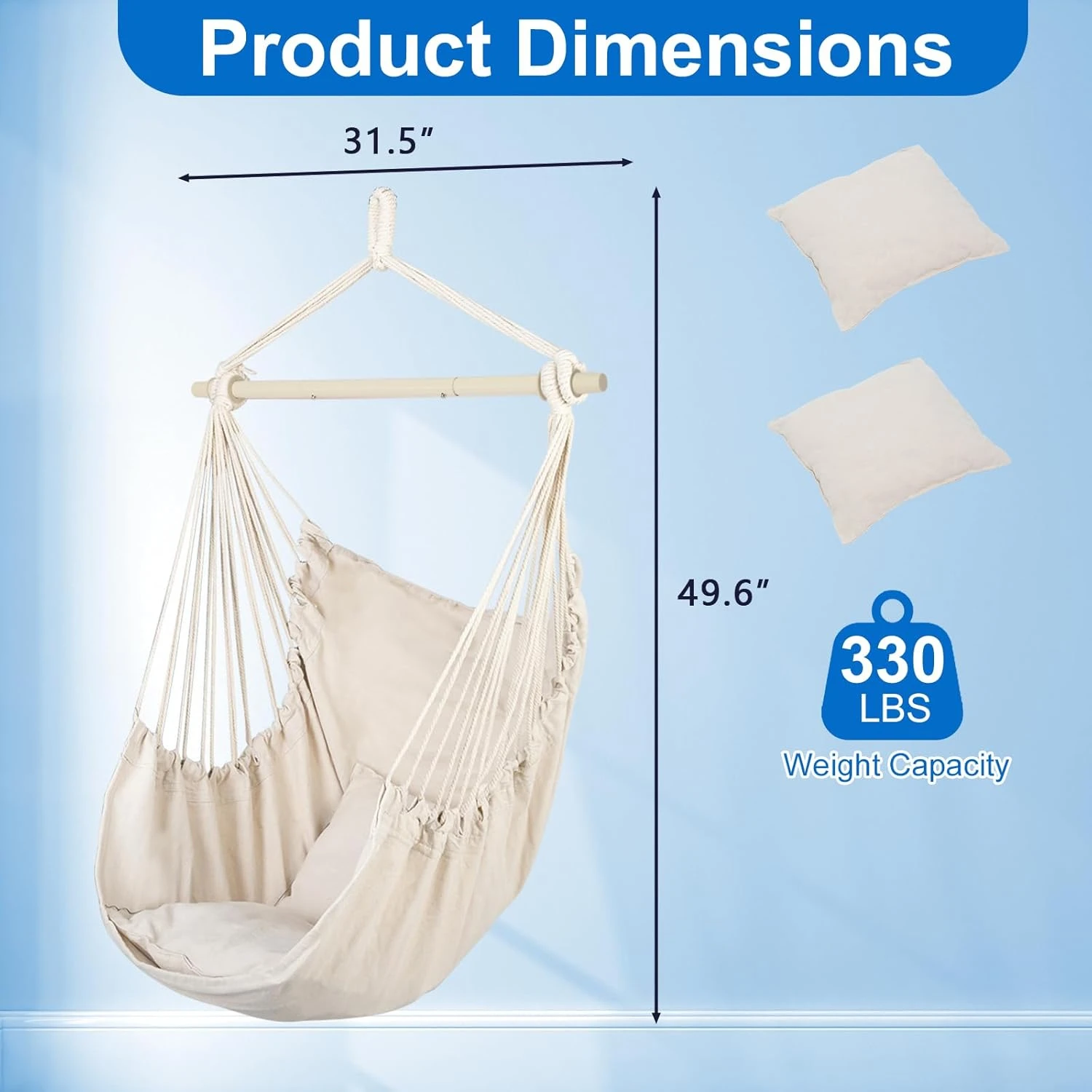 Sturdy Frame Outdoor/Indoor Hanging Chair Soft Comfortable Design Portable Easy Install for Gardens Terraces Balconies Bedrooms All-Weather Durable Rocking Chair for Reading Nooks - view 3